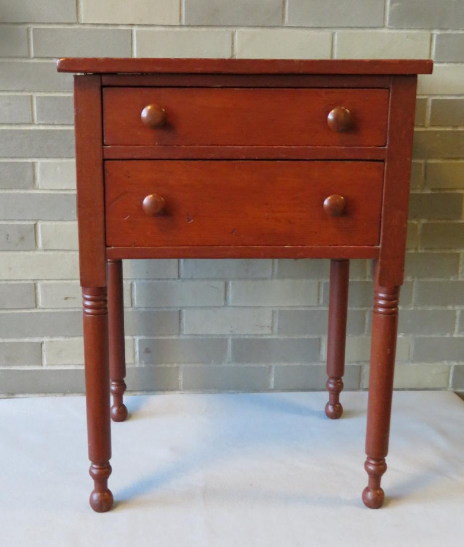 Two drawer Sheraton work table in red stain - early: Two drawer Sheraton work table in red stain - early 19th century - good condition.