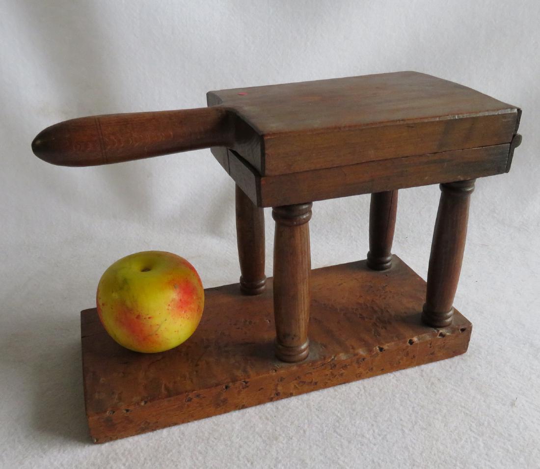 Early lemon squeezer on stand - tiger and birdseye: Early lemon squeezer on stand - tiger and birdseye maple base with maple columns - 12"L x 5.25"W x 8"H - very good condition.