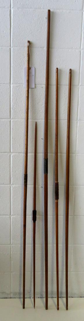 Five old wooden bows, mostly hand made, ranging in size: Five old wooden bows, mostly hand made, ranging in size from 4' to 7'. All late 19th to early 20th century. Provenance: From the estate of Suzie Buhalis, Woodstock NY.