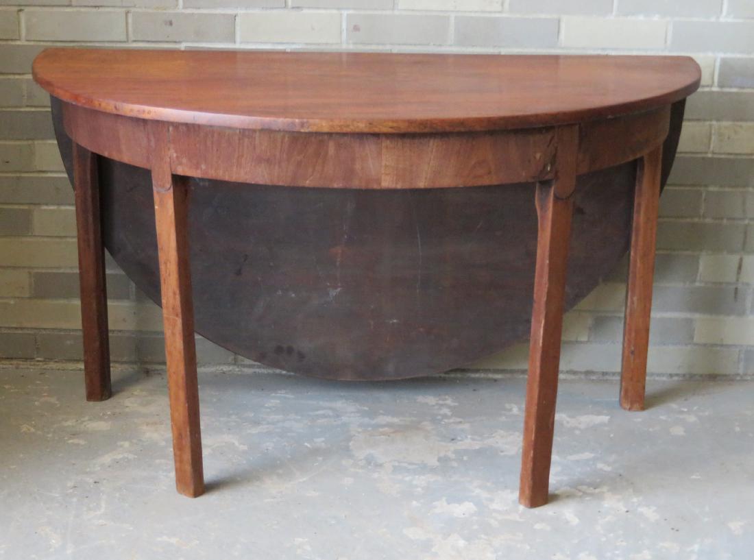Chippendale mahogany game table with single drop leaf,: Chippendale mahogany game table with single drop leaf, and double swing legs - all 4 legs with one chamfered side. Leaf in the down position works as a demuline table - 48"W x 26.5"D x 28"H - open siz