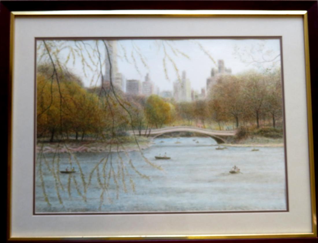 Harold Altman (NY 1924-2003) - Lithograph entitled "Bow: Harold Altman (NY 1924-2003) - Lithograph entitled "Bow Bridge Fall" - Central Park NY - Note Ross Galleries NY label on reverse. Excellent condition including frame and double matting. Circa 1994.