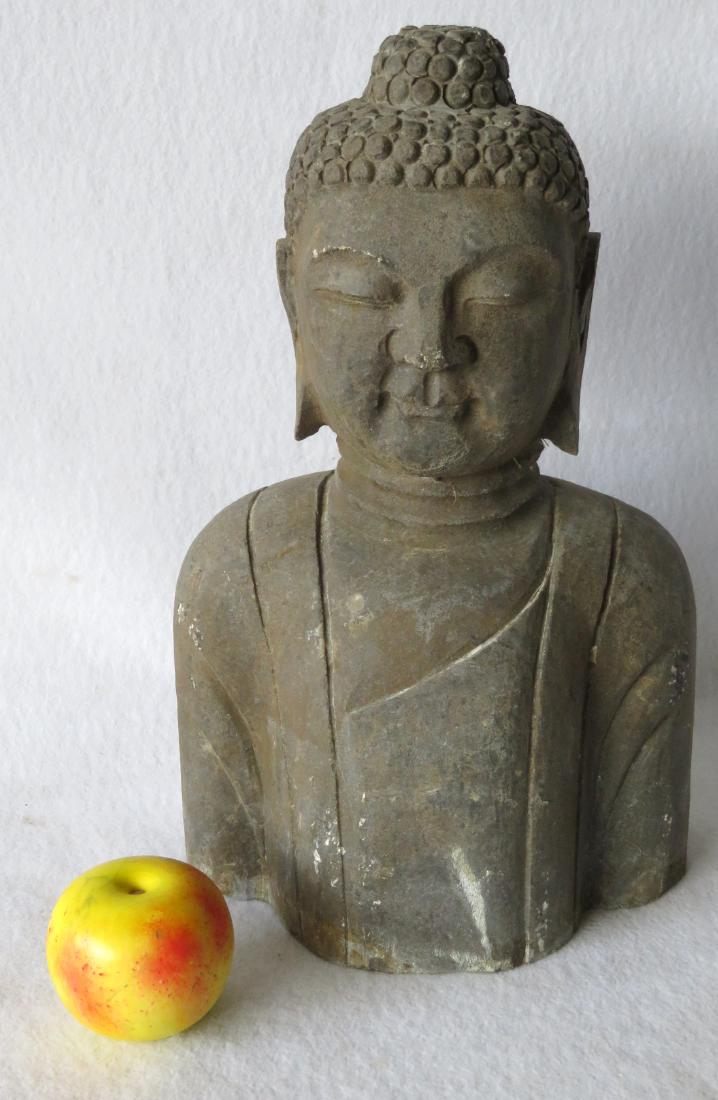 Stone sculpture of a Buddhist man - early to mid 20th: Stone sculpture of a Buddhist man - early to mid 20th century - 16"H. Very good condition.