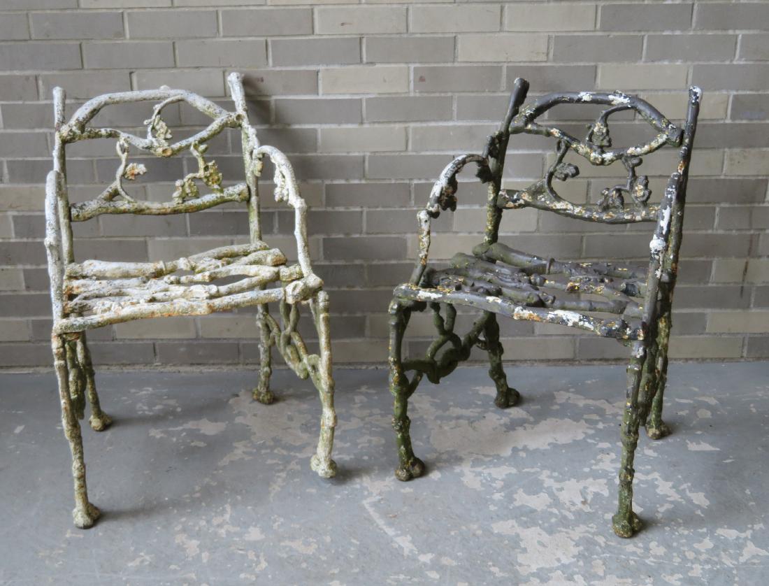 Two matching cast iron garden chairs in rustic twig (1 of 8)