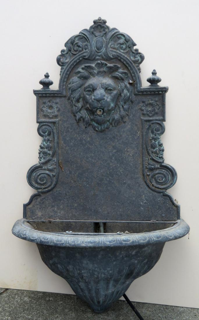 Zinc wall mounted water fountain decorated with scrolls (1 of 4)
