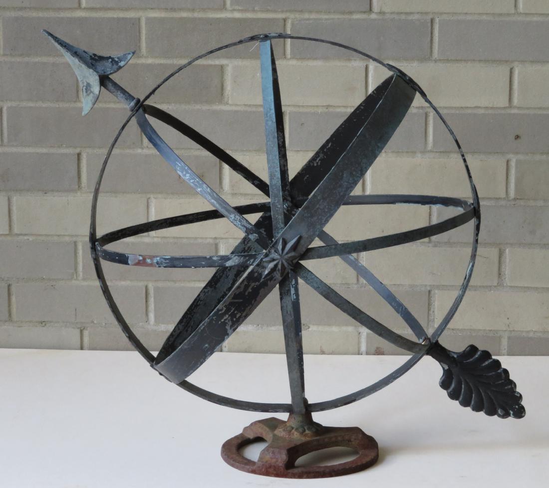 Armillary sphere in copper with a zinc arrow, mounted (1 of 5)