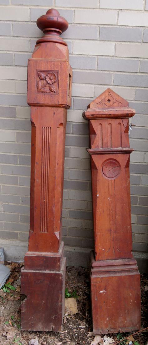 Two newel posts including: 1) Black walnut with carved (1 of 7)