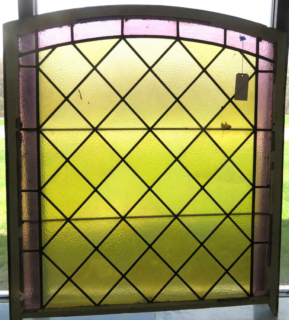 Large arched shaped stained and leaded glass window (1 of 6)
