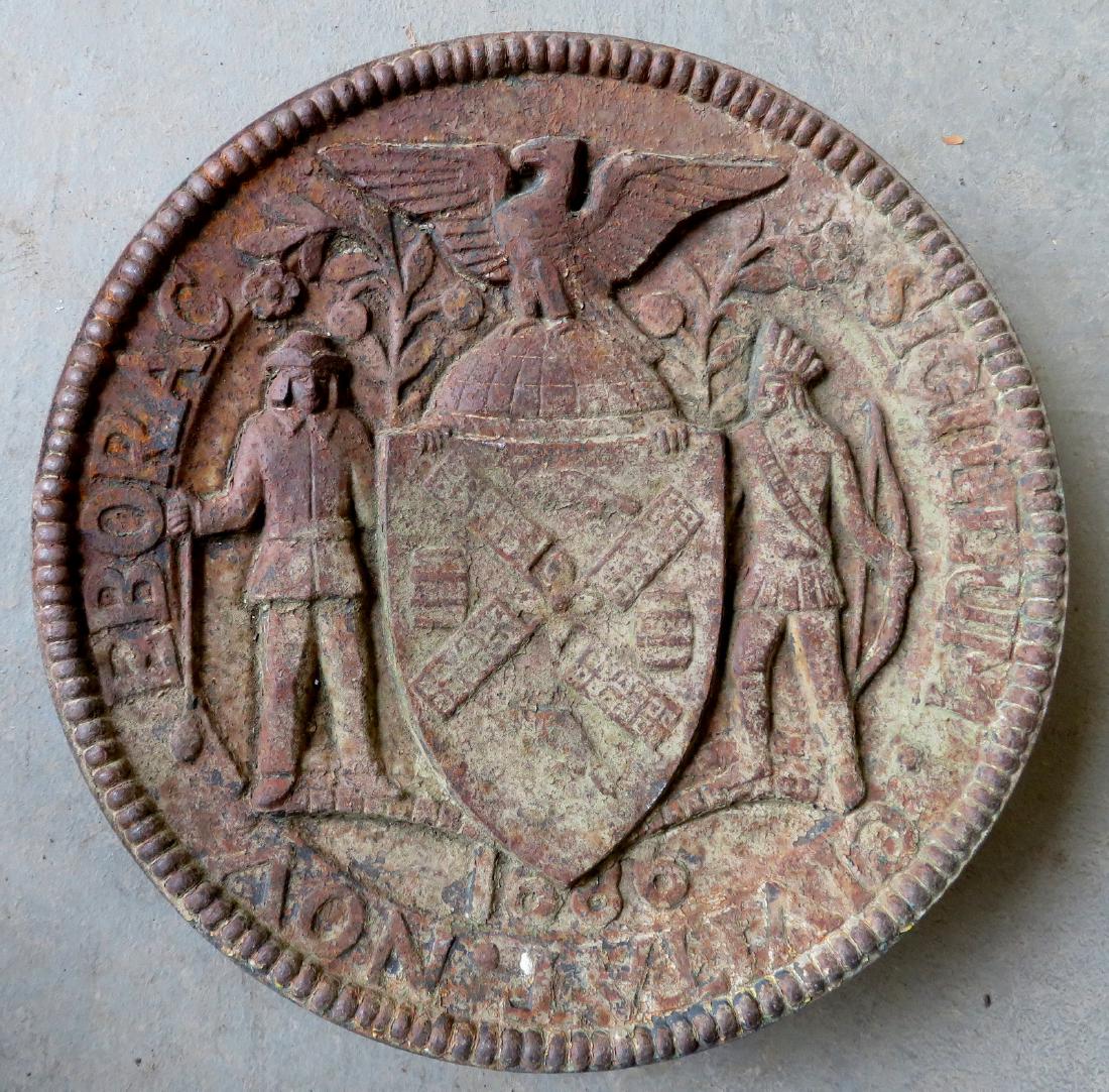 Cast iron NY City seal, in the form of a circular (1 of 6)