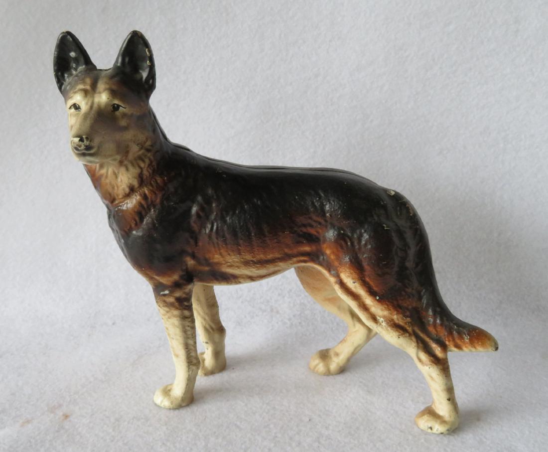Cast iron German Shepherd door stop in original paint - (1 of 3)