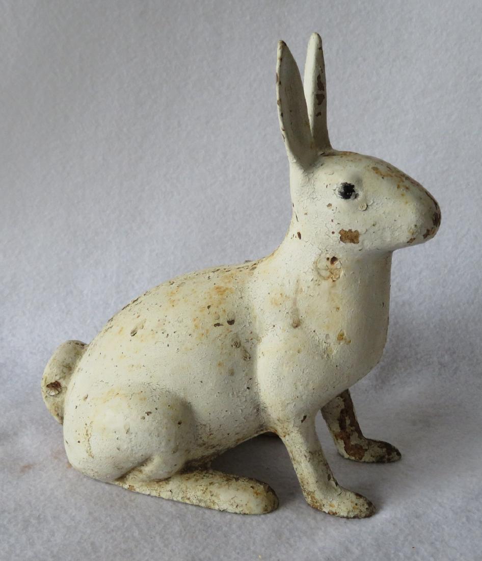 Cast iron rabbit door stop in old white paint - 9.25"H. (1 of 5)