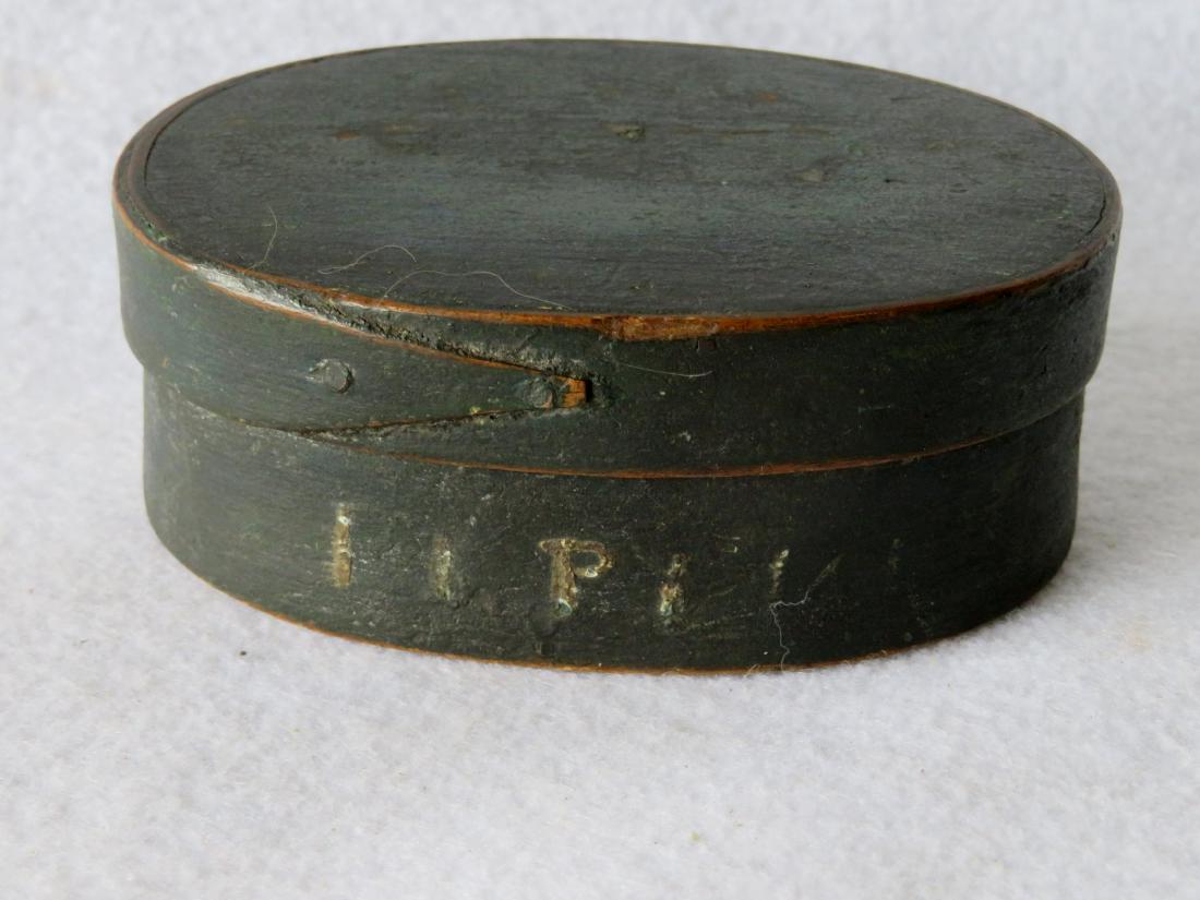 Small oval pantry box in old blue/green paint that (1 of 5)