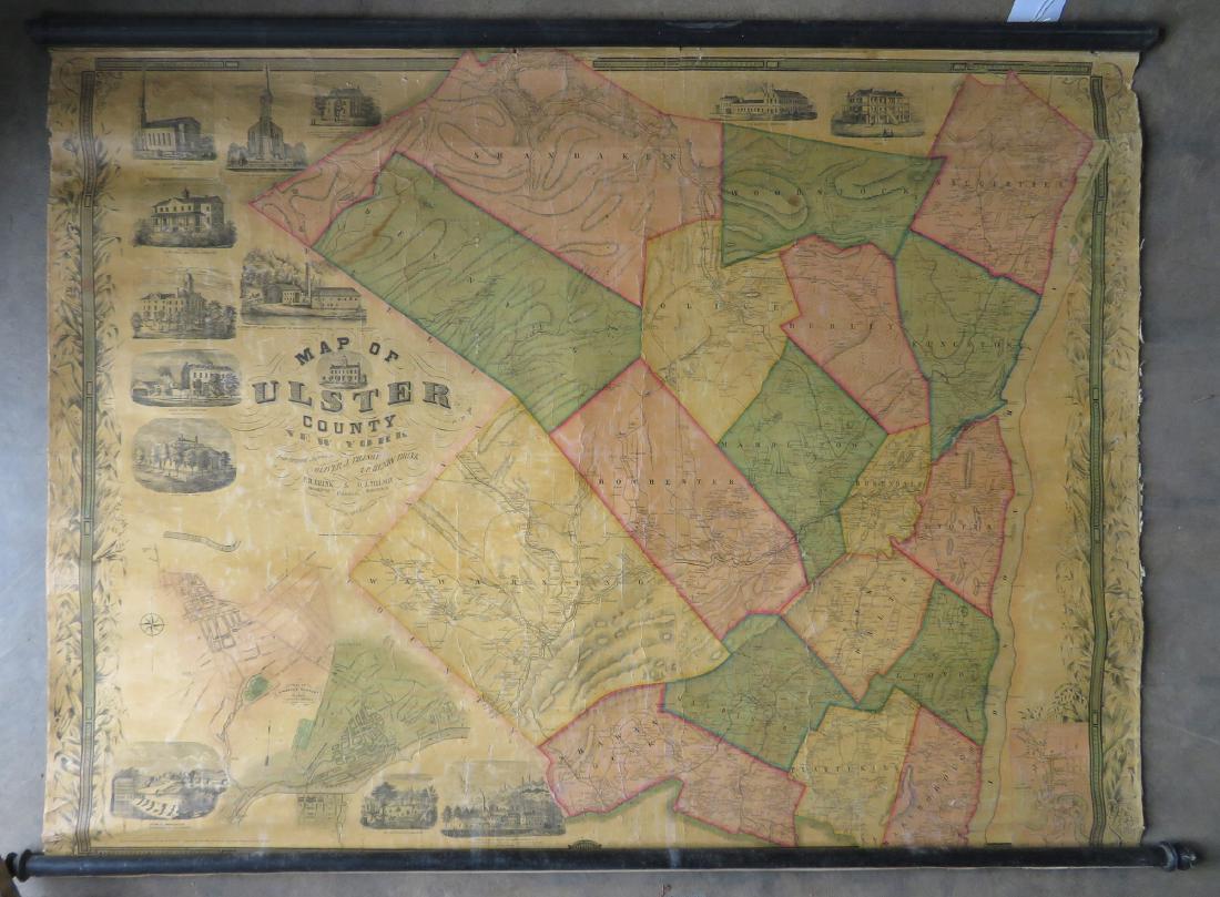Rollup wall map entitled "Map of Ulster Country New (1 of 3)