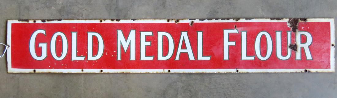 An original porcelain enameled metal advertising sign (1 of 5)