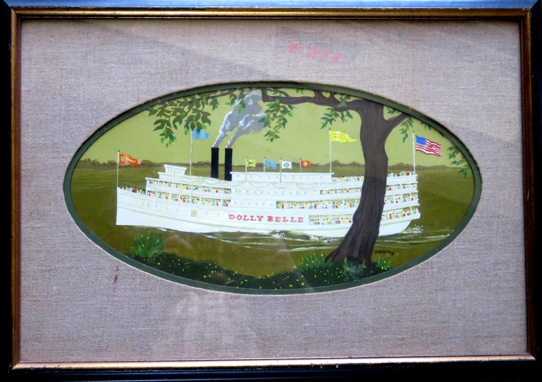 O/B Paddle wheeler "Dolly Belle" signed Attebery. 20th (1 of 2)