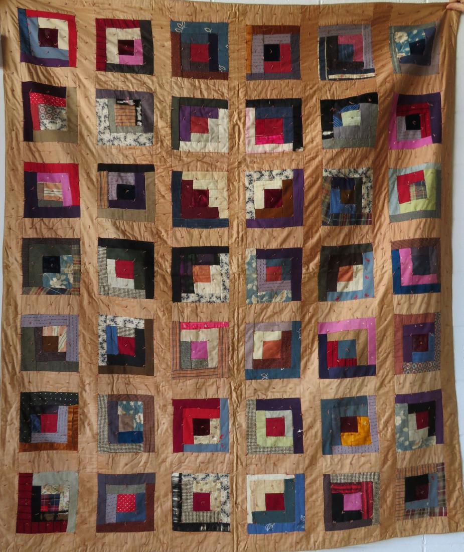 Log cabin pattern patchwork quilt - size xxx - several (1 of 4)