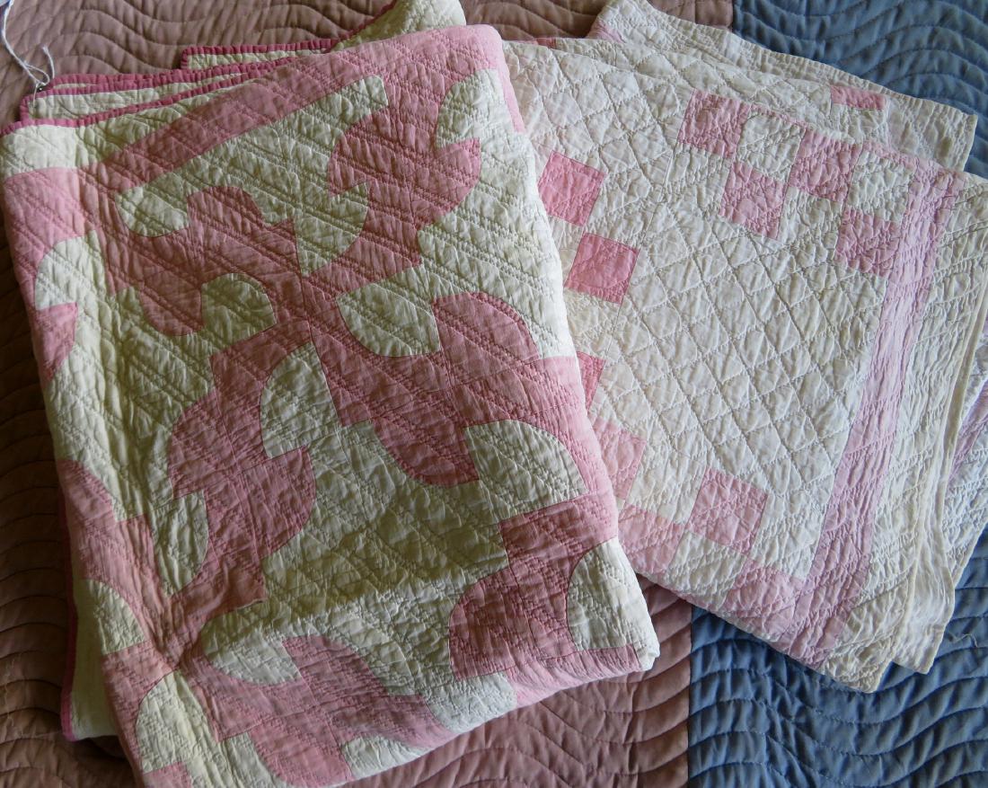 Two pink and white patchwork quilts: Drunkard's Path (1 of 10)