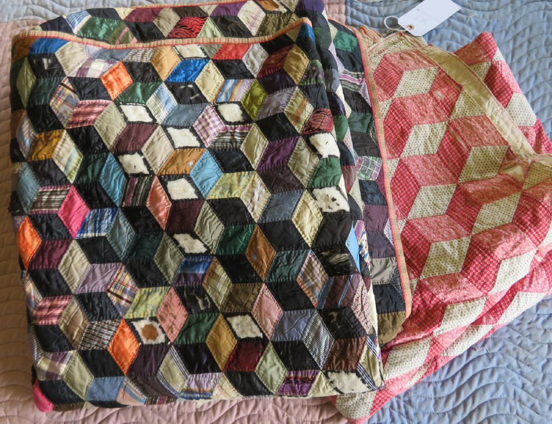 Two patchwork quilts in the rolling block pattern: 1) (1 of 10)