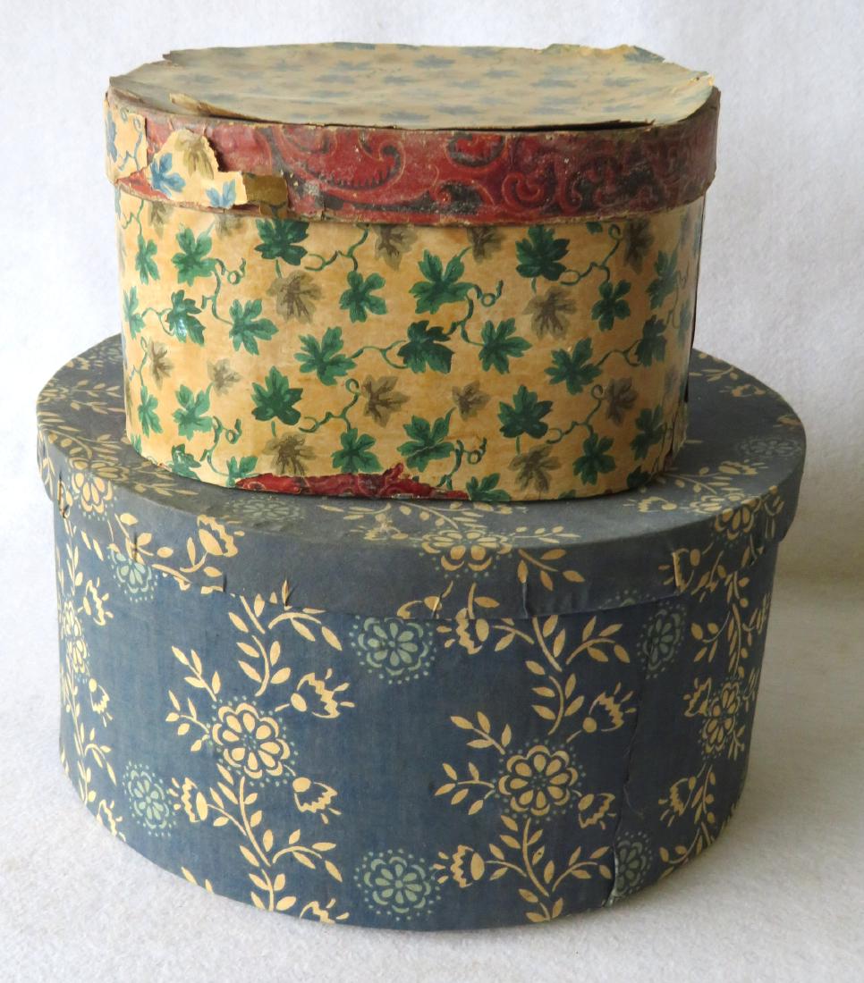 Two old band boxes, both with later wall papered (1 of 6)