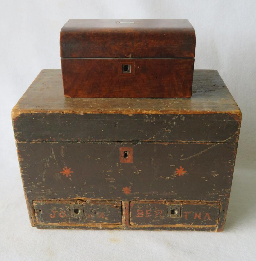 Two early boxes including a small dome top document box (1 of 6)