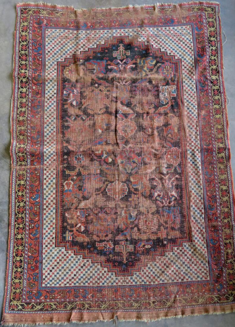 Two worn 19th century oriental scatter rugs with some (1 of 8)