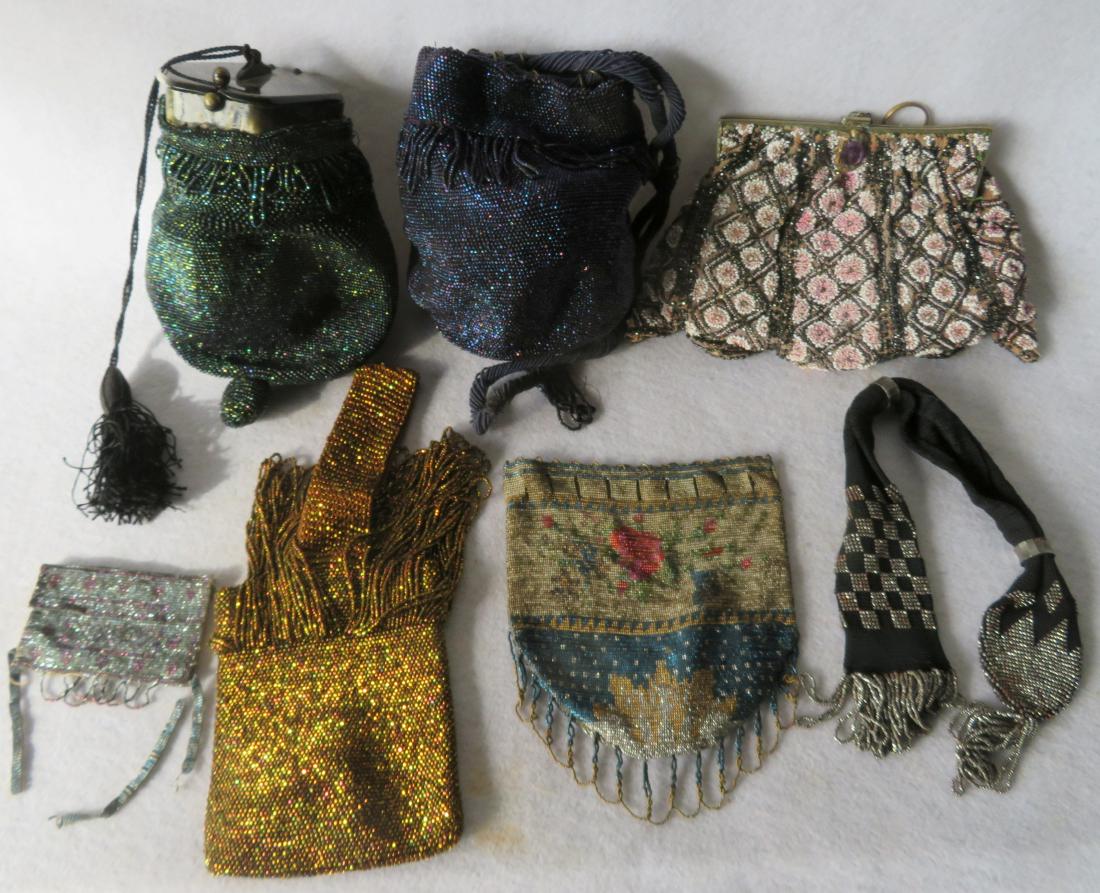 Grouping of 7 mostly Art Deco era beaded purses and (1 of 8)