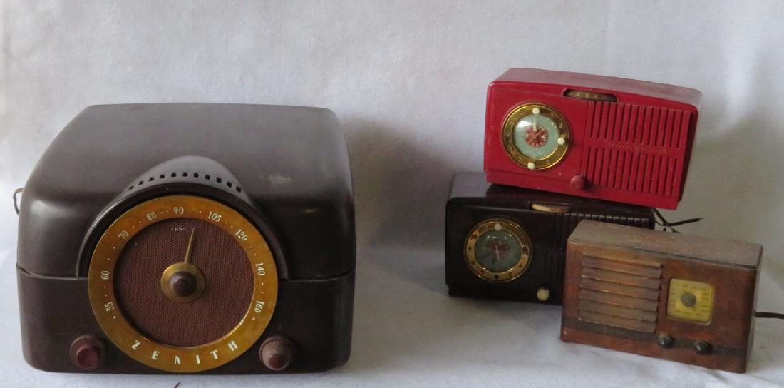 Four old radios including a Zenith radio/record player (1 of 8)