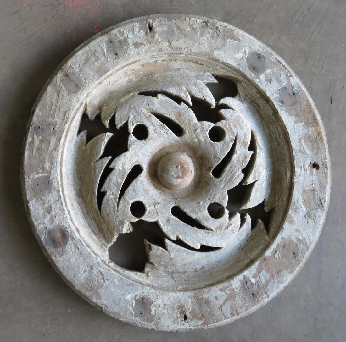 An architectural wooden circular ceiling or wall orname (1 of 3)