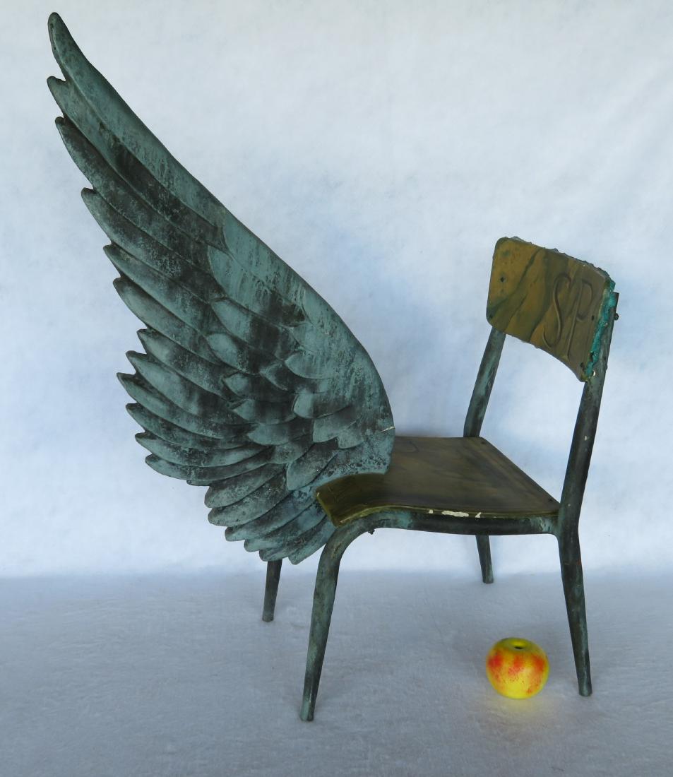 Edgar Fanceschi, active in NYC, Modernism Chair: Edgar Fanceschi, active in NYC, born in Puerto Rico 1948. Modernistic sculptured chair signed on base "Sculpturae Vitam Insuffat Pittura / E. Franceschi '81" (title seems to translate to "The Modeling