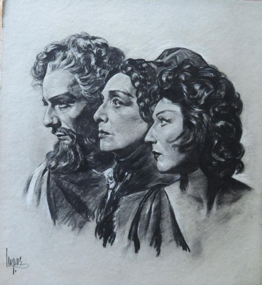 Louis Lupas, NY, Mid 20th century - Artwork: Louis Lupas, NY, Mid 20th century - Celebrity, entertainment, and political American portrait artist, including portraits of Presidents John F. Kennedy and Lyndon B. Johnson. This is an original charc