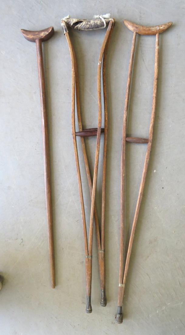 Grouping of 4 Civil War era hand made crutches ranging