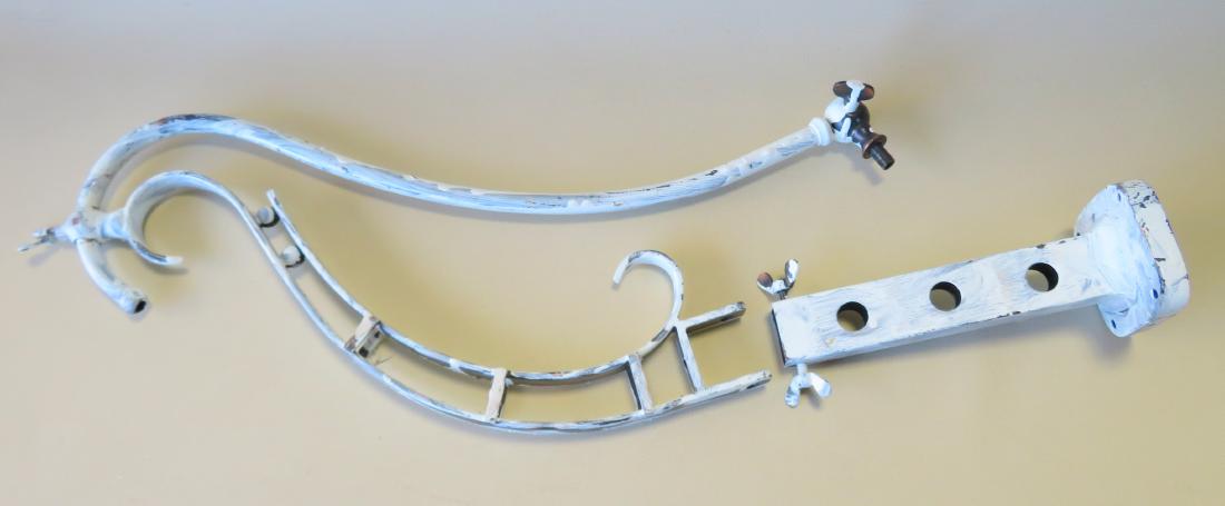 Industrial Faries Company Dental Lamp with extendable: Industrial Faries Company Dental Lamp with extendable arm in newer white paint. Includes wall bracket and extension arm, missing shade and electrical components. 20"L. Early 20th century.