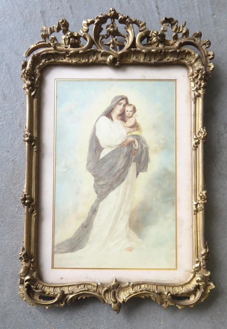Franz von Defregger, Germany 1835-1921. W/C Madonna &: Franz von Defregger, Germany 1835-1921. W/C Madonna & Child, faintly signed F. Defregger 1886. Some light foxing, otherwise very good condition. Sight size 6 1/2" x 9 7/8" - frame size 10" x 16" (some