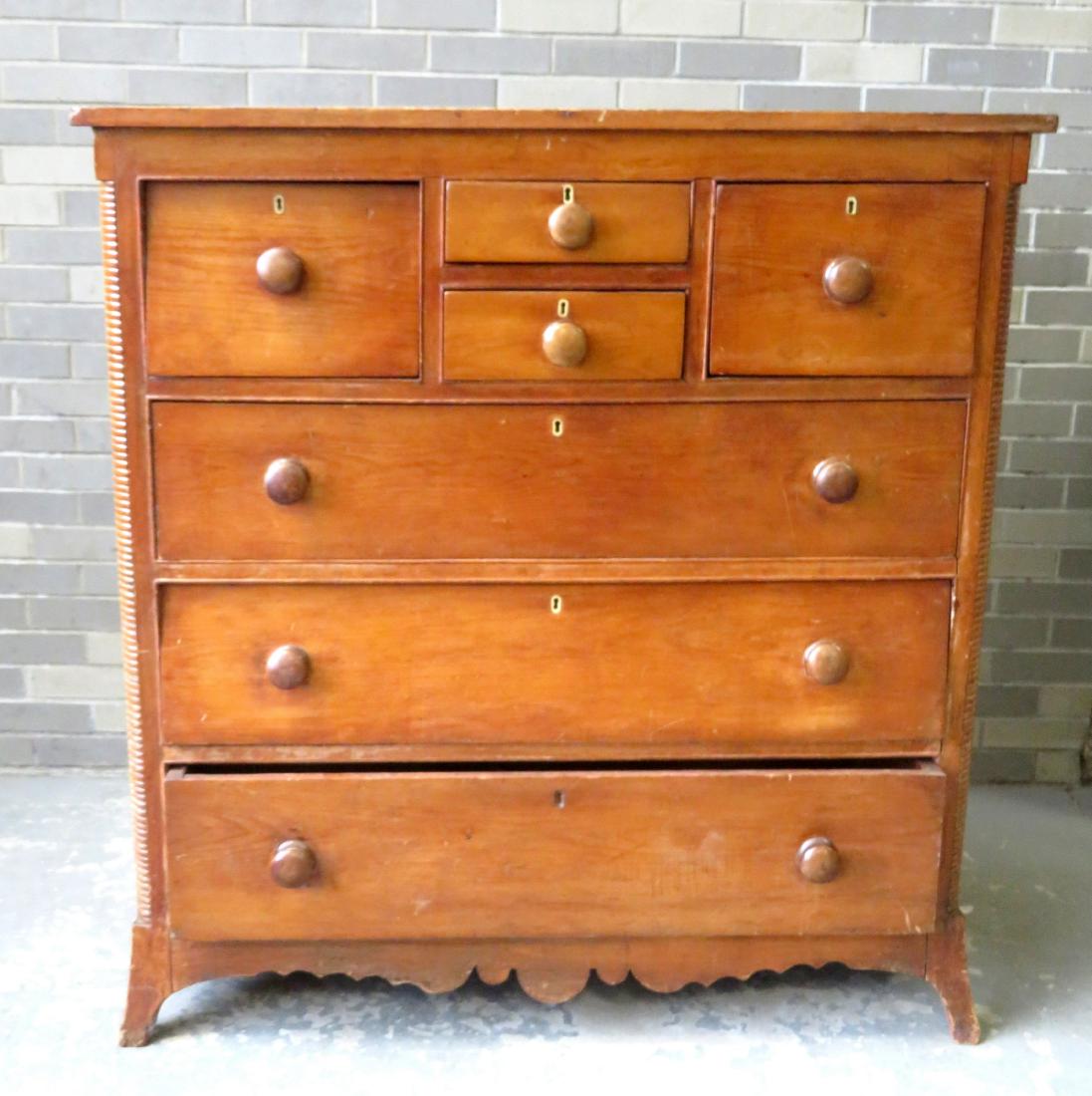 A Country Pine Chest Of Drawers With Shaped Apron And Feb 16