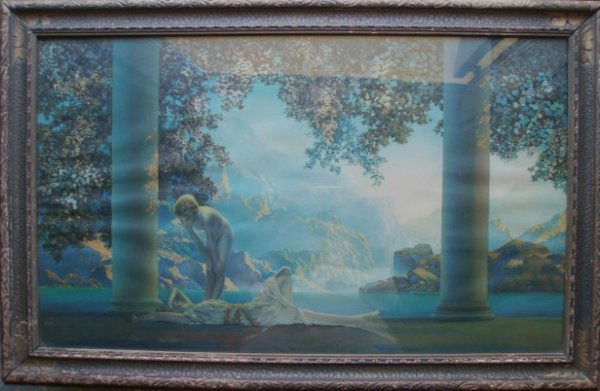 Large Folio - Maxfield Parrish Print in Original F: Large Folio - Maxfield Parrish Print in Original Frame - print in excellent condition - some flaking to finish on frame