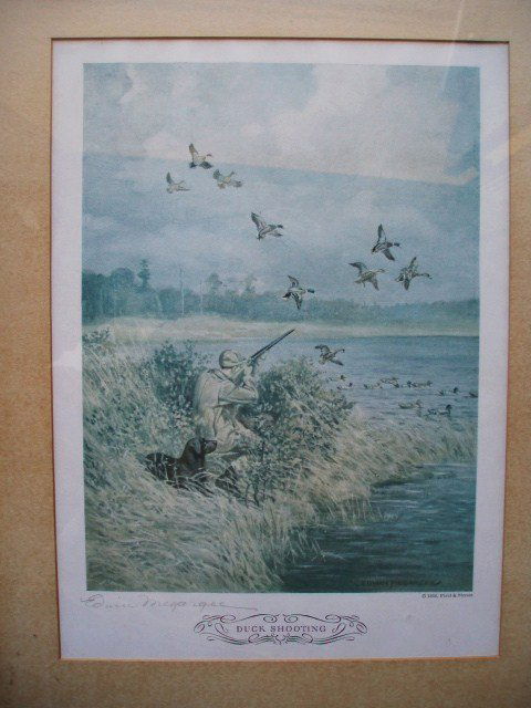 Three Sporting Prints entitled "Duck Shooting", "G: Three Sporting Prints entitled "Duck Shooting", "Goose Shooting" and "Grouse Shooting" - Field & Stream 1934 - pencil-signed Edwin Megargee