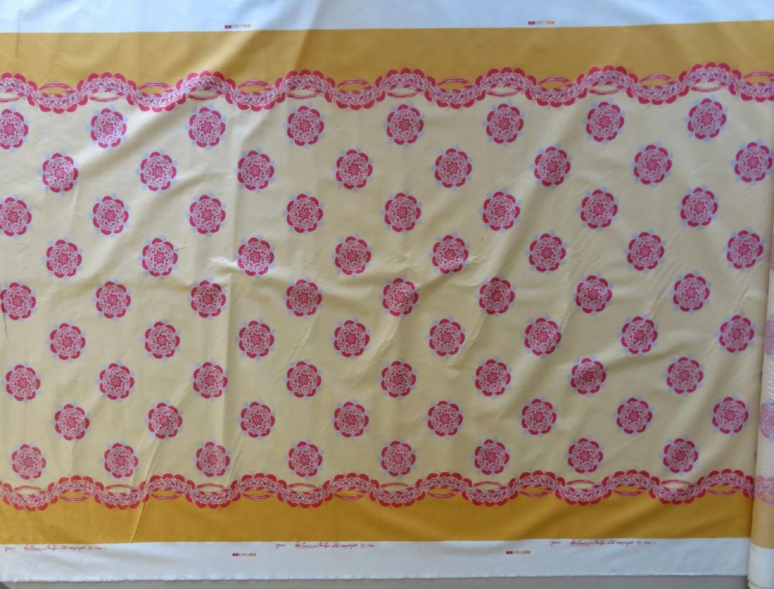 Bolt of signed Rose Cumming fabric stamped "Java / Rose: Bolt of signed Rose Cumming fabric stamped "Java / Rose Cumming Chintzes, Ltd. Copyright 1980". Excellent unused condition. 2 yards x 53 1/2"W.