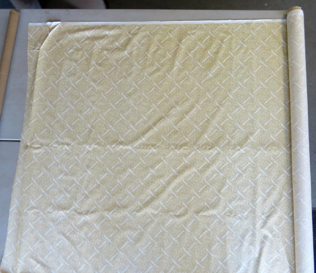 Bolt of fabric signed "A Jay Yang Design / Vat Colors: Bolt of fabric signed "A Jay Yang Design / Vat Colors Screen Print Preshrunk Scotchguard / Trademark Copyright "Woodco"". Excellent unused condition. 8 yards x 56"W.