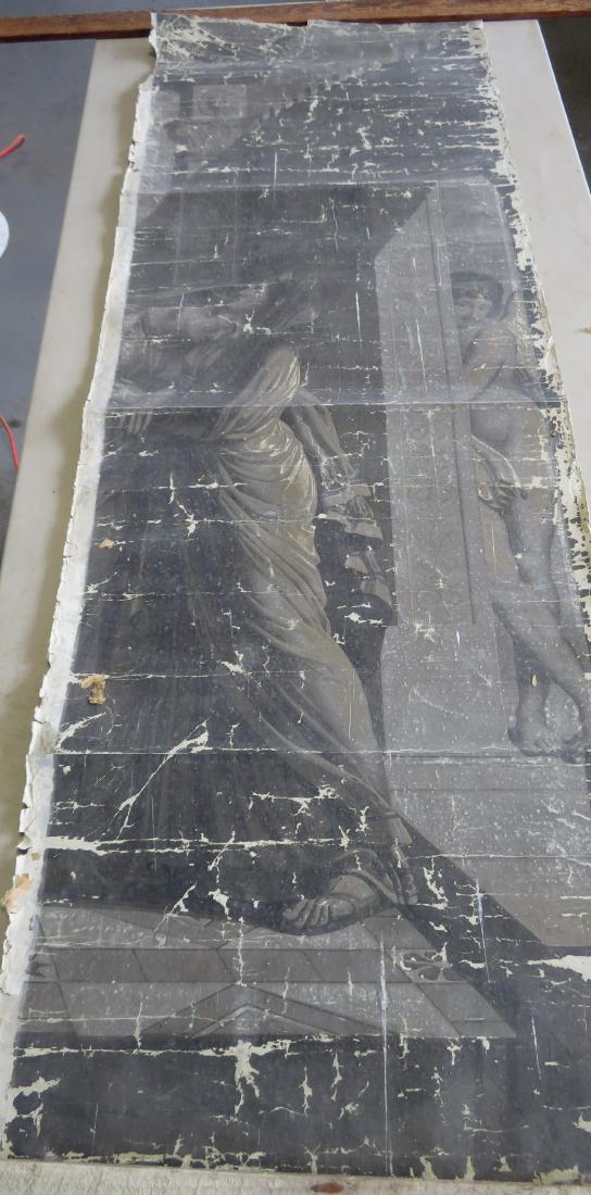 Five rolls/sections of vintage wall paper from the: Five rolls/sections of vintage wall paper from the estate of Rose Cumming (Famous NY City decorator, 1887-1968), including: 1) One section of early paper with angel behind pillar watching lady praying