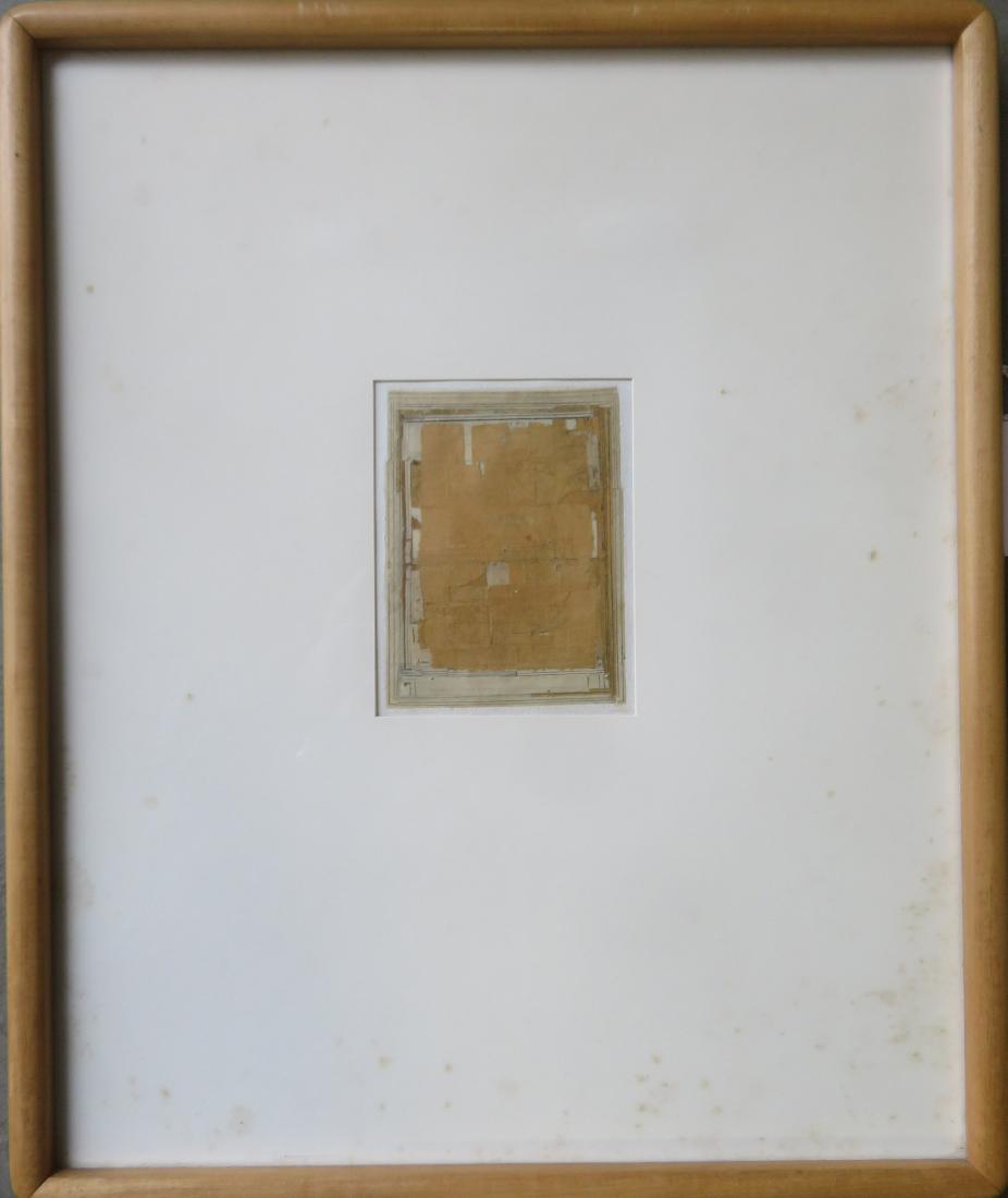 Robert Ohnigian, Woodstock NY, b. 1947 (collage paper: Robert Ohnigian, Woodstock NY, b. 1947 (collage paper artist). Modernistic paper collage - paper label on reverse identifying artist as Robert Ohnigian - the artwork is not signed. Sight size 4" x 5 1