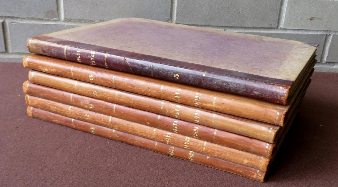 Six newspaper bound volumes of "The Cultivator, A: Six newspaper bound volumes of "The Cultivator, A Consolidation Of Buel's Cultivator and Genesee Farmer, Designed To Improve The Soil And The Mind.". Published monthly by Jesse Buel & Co. (plus others