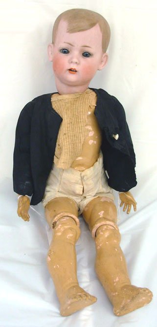 19" Bruno Schmidt Tommy Tucker Character Doll, inci: 19" Bruno Schmidt Tommy Tucker Character Doll, incised 2048, sleep blue eyes, open mouth w/2 teeth, perfect head, body has slight chipping.