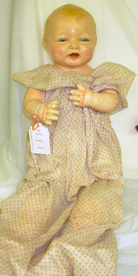 25" Effanbee "Bubbles", dated 1924, sleep eyes, ou: 25" Effanbee "Bubbles", dated 1924, sleep eyes, outer paint flaking, fair to good condition.