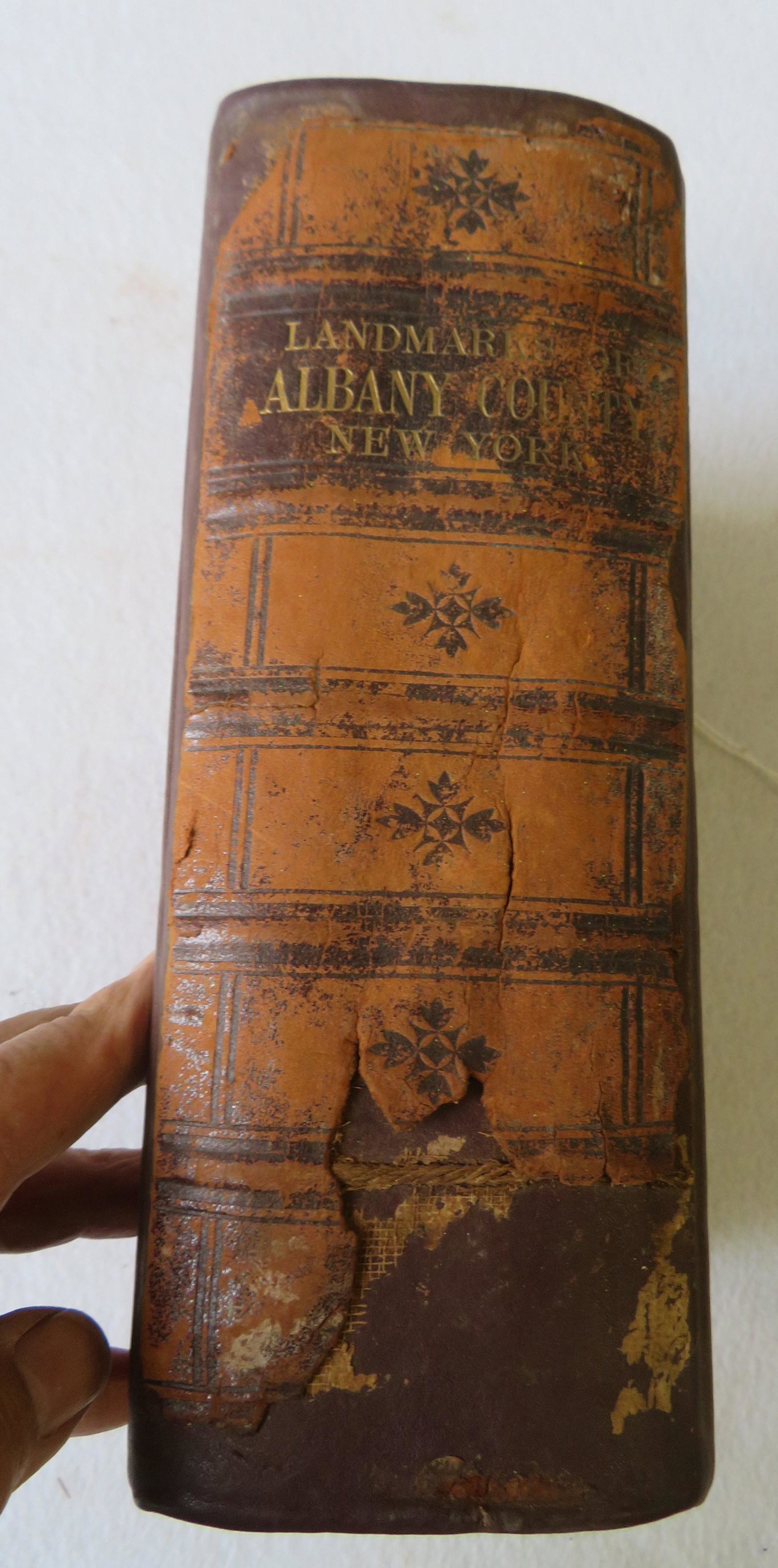 Book "Landmarks Of Albany County New York", published: Book "Landmarks Of Albany County New York", published in Syracuse NY 1897. Complete with 418 pages. Wear and losses to spine, first page taped to spine, several loose pages at end of index, overall fa