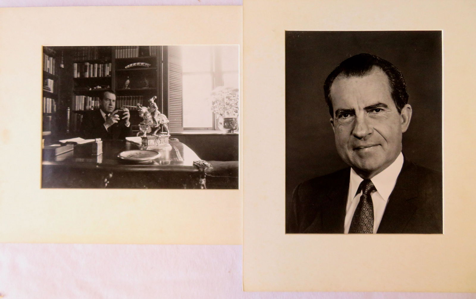 Philippe Halsman, NY 1906-1979. Two photos with Halsman: Philippe Halsman, NY 1906-1979. Two photos with Halsman copyright stamp on reverse, including portrait of President Richard Nixon, and photo of Richard Nixon seated at desk appearing to be talking int