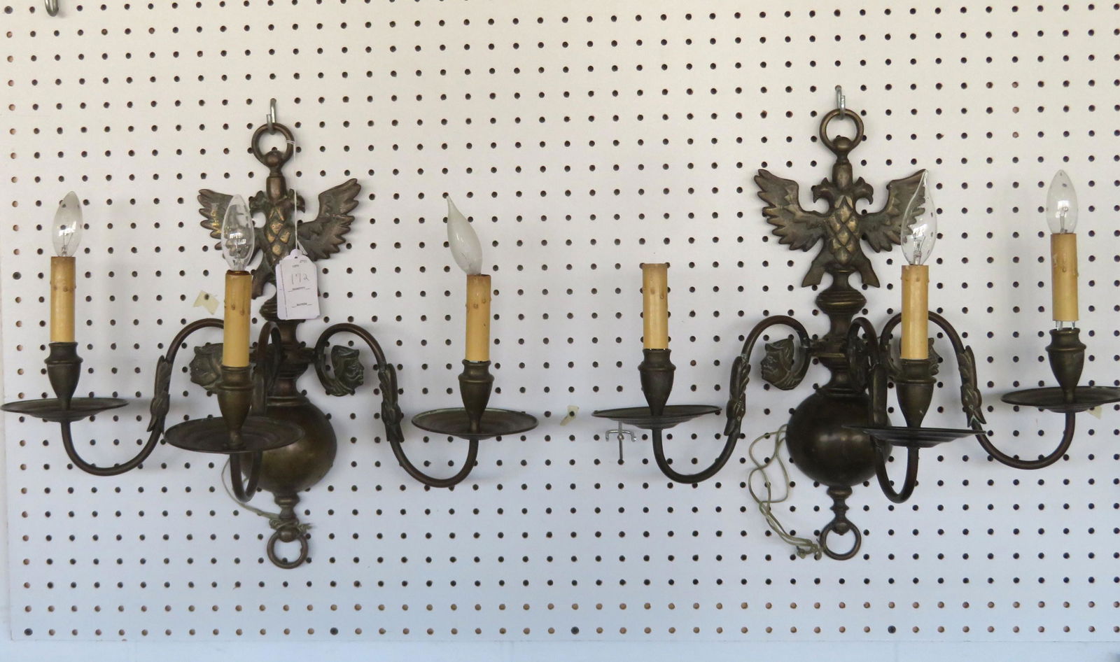 Pair of Russian style brass double eagle wall sconces (1 of 7)