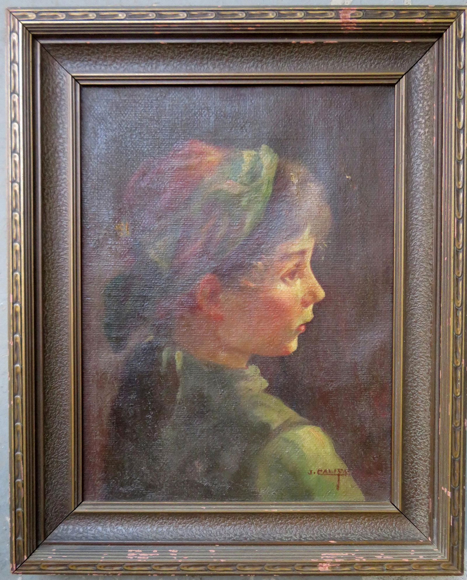 O/C Portrait of a young girl signed J. Califano (John (1 of 4)