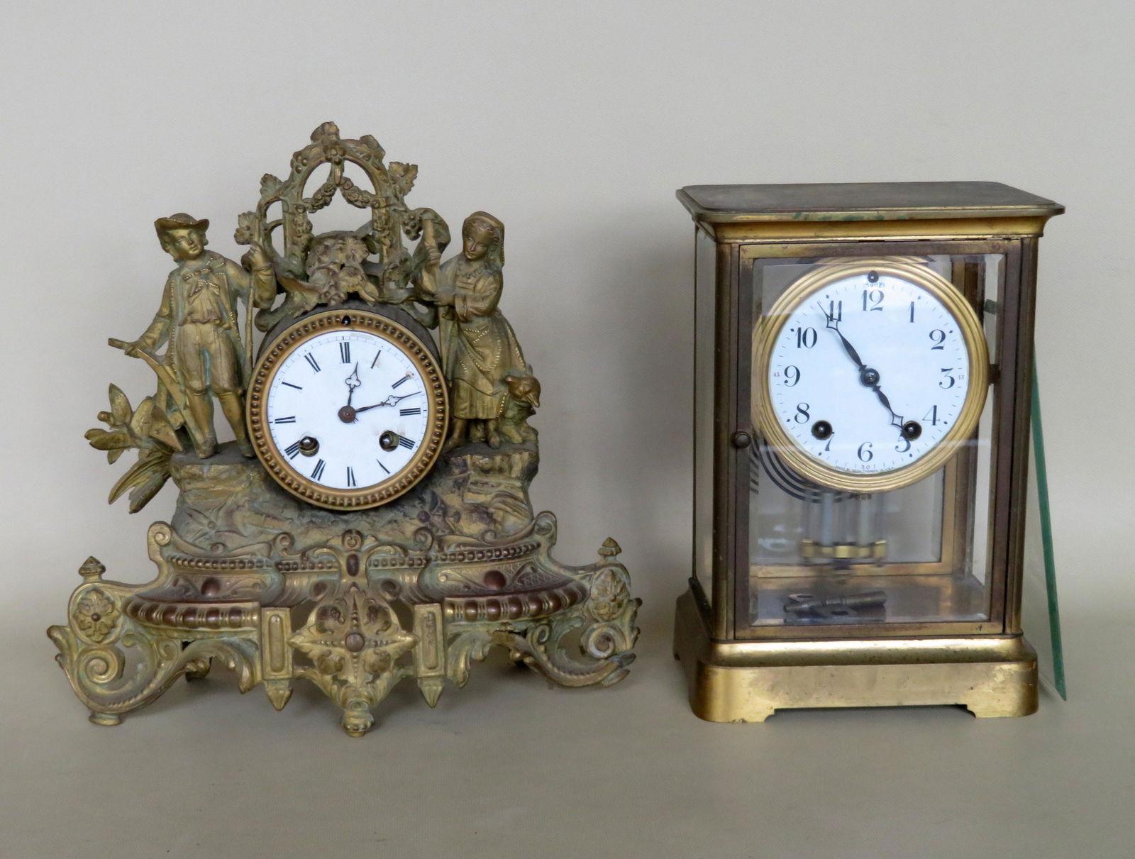 Two brass shelf clocks: Seth Thomas with beveled glass (1 of 7)