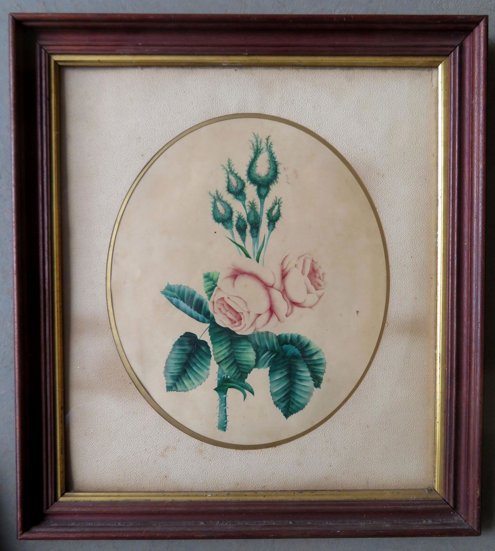 Theorem W/C Pink roses, thorns, and leaves in original (1 of 3)