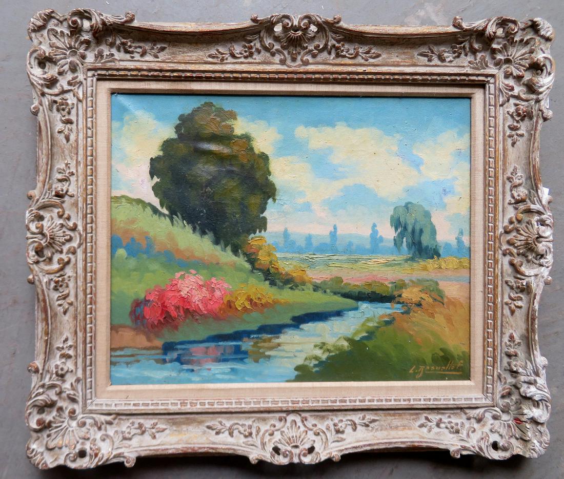 O/C Landscape in a French style carved frame, early to (1 of 6)