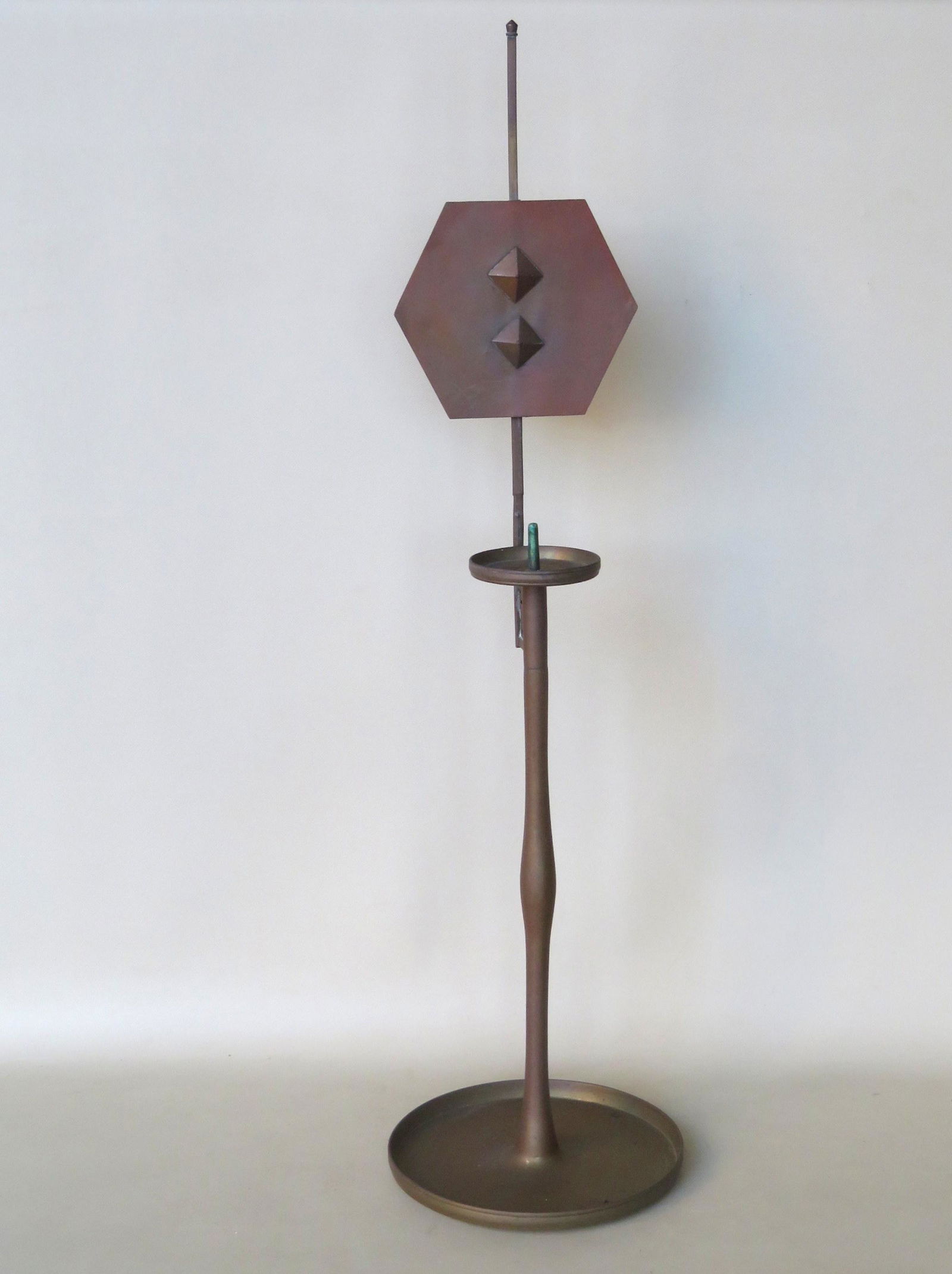 Adjustable brass pricket stick with reflector on stand. (1 of 8)